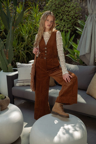 Corduroy Button Up Jumpsuit