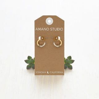 Mixed Metal Gota Huggie Hoop Earrings