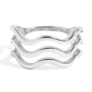 Triple Wave Geometric Ring in Stainless