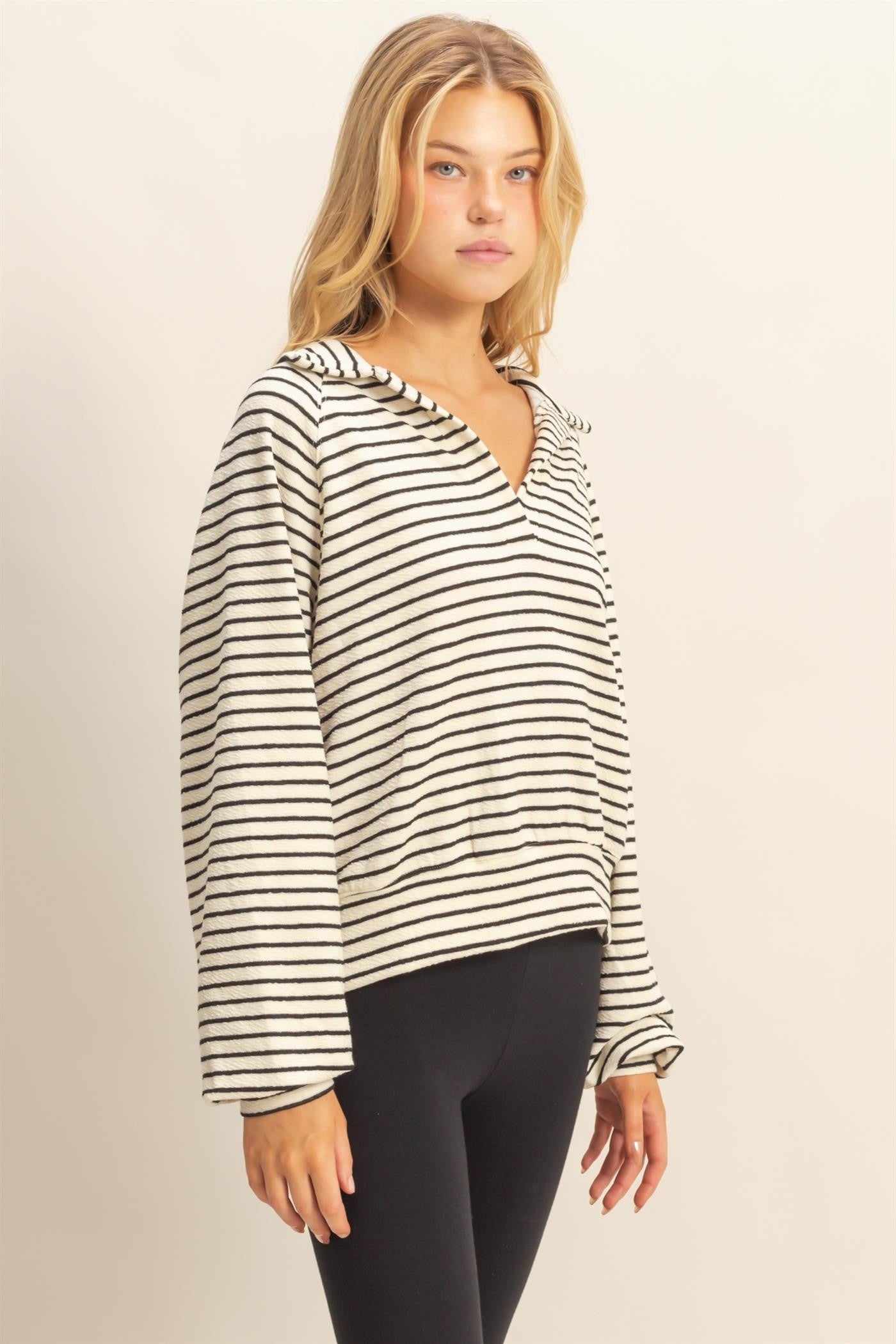Stripe Pullover with Collar