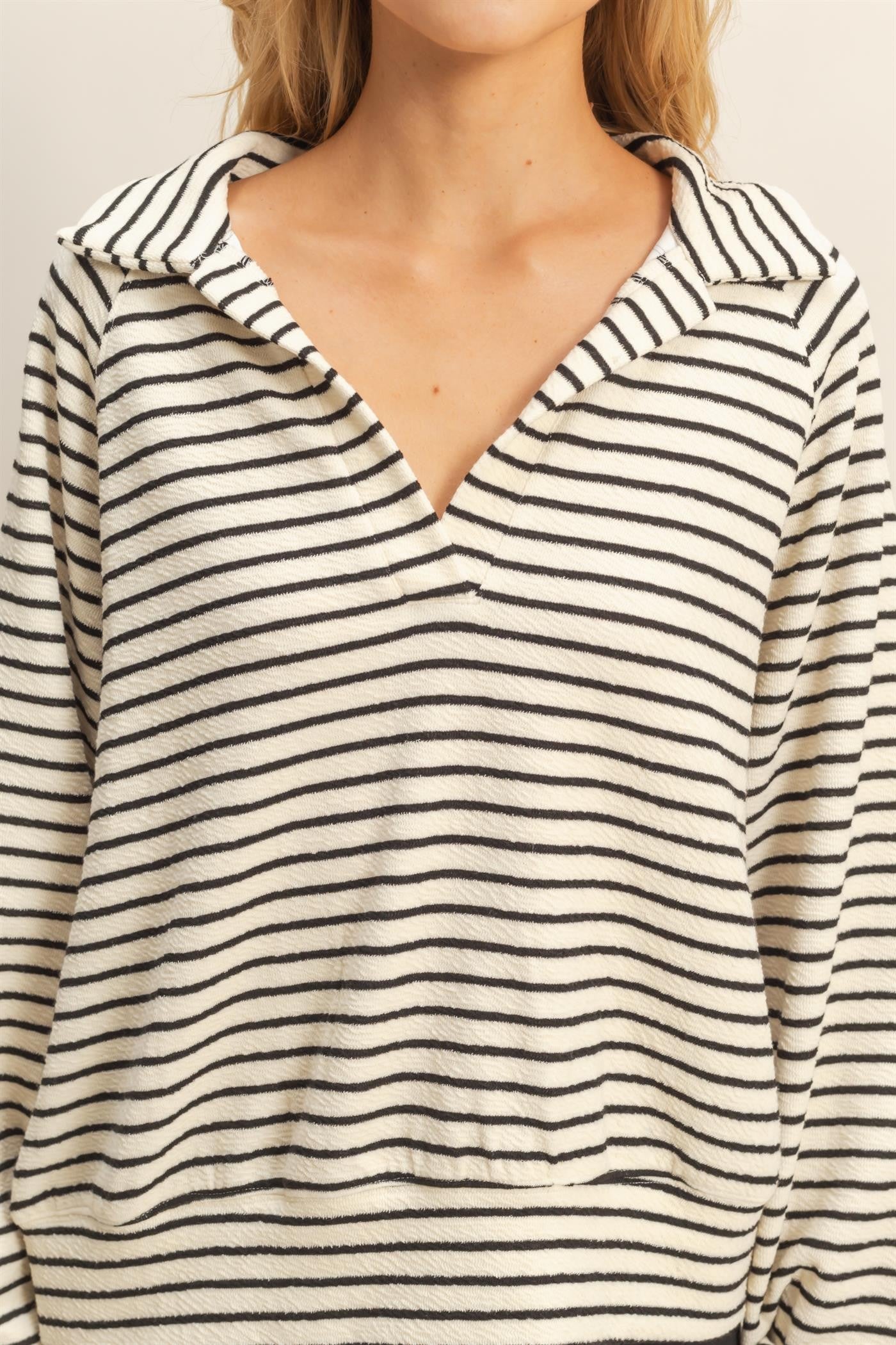 Stripe Pullover with Collar