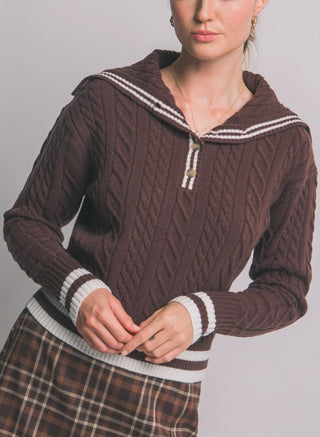 Sailor Collar Sweater in Brown
