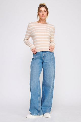 Stripe Cable Knit Sweater
