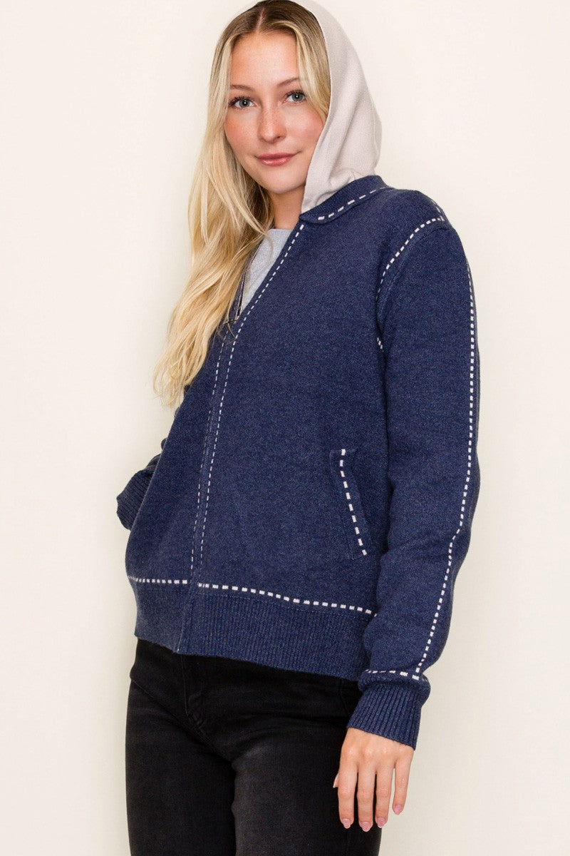 Stitch Accent Sweater Jacket