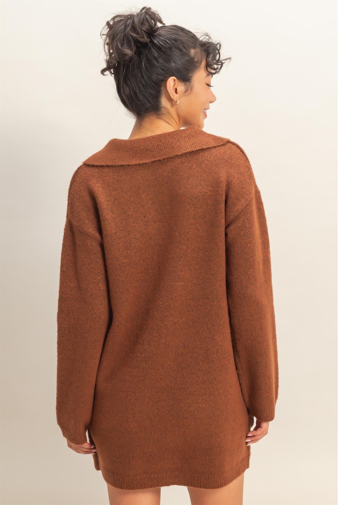 Sophisticated Polo Long Sleeve Sweater Dress