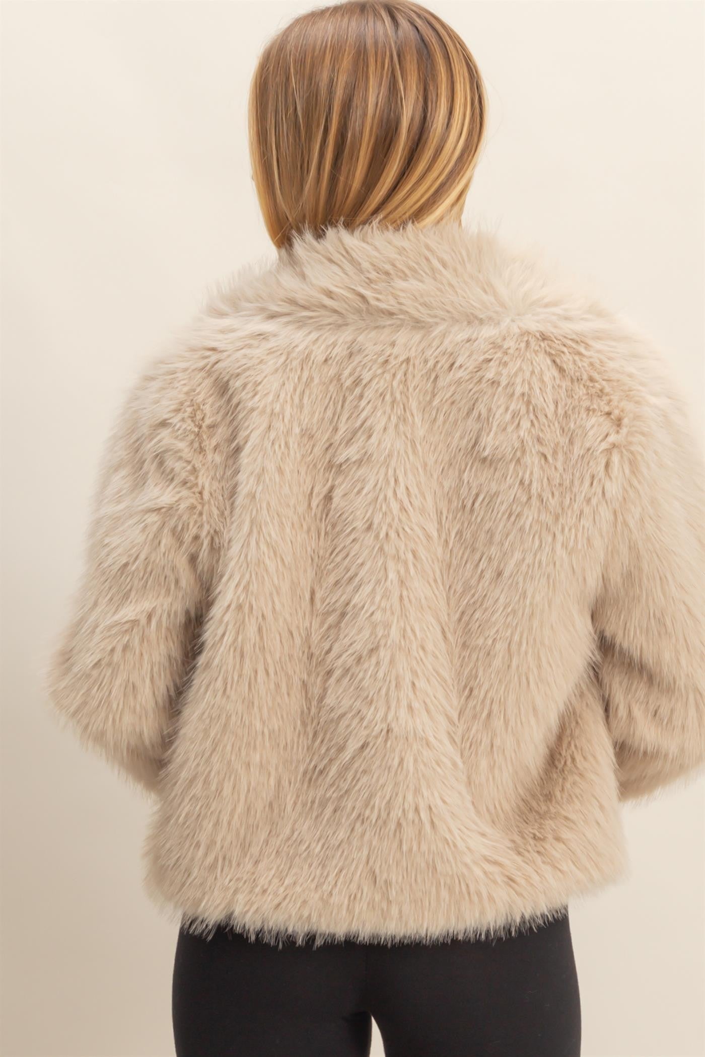 Shawl Collar Faux Fur Jacket