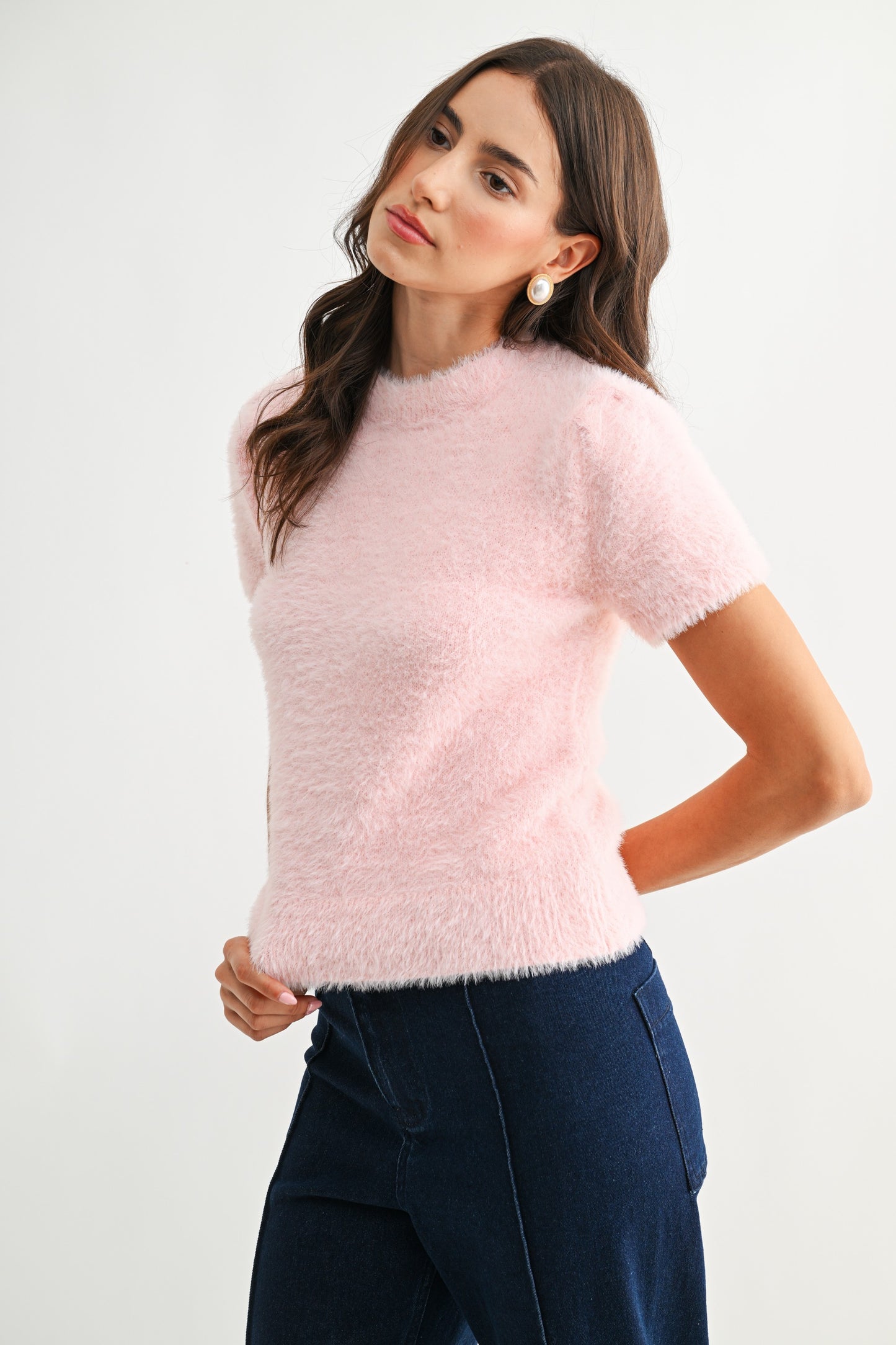 Soft Pink Fuzzy Sweater