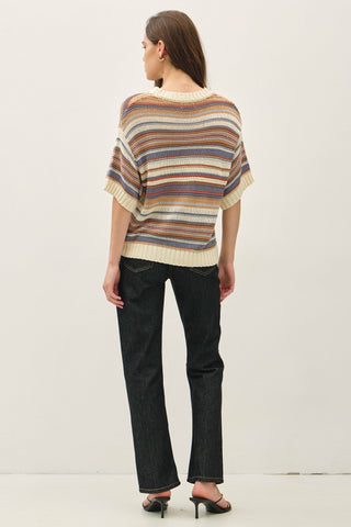 Striped Chunky Sweater in Denim