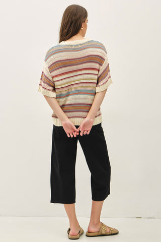 Striped Chunky Sweater in Dusty Rose