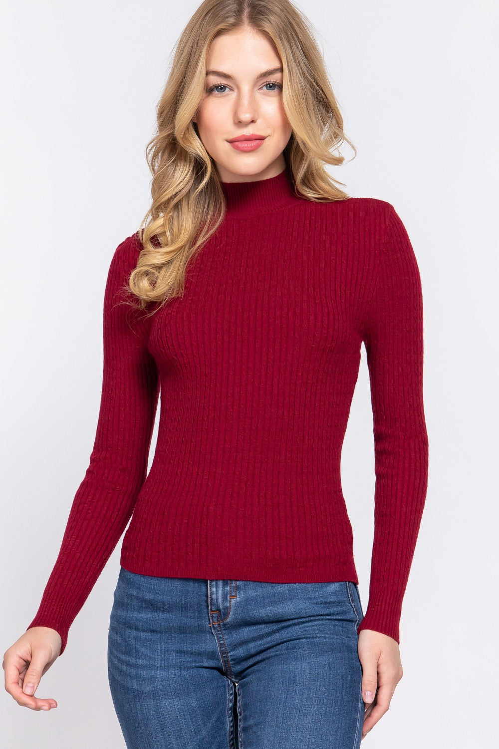 Mock Neck Rib Sweater Collection