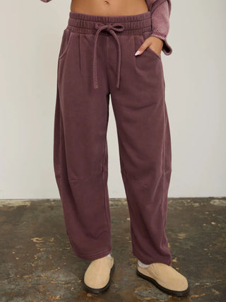 Smocked Waist Drawstring Wide Leg Sweatpants