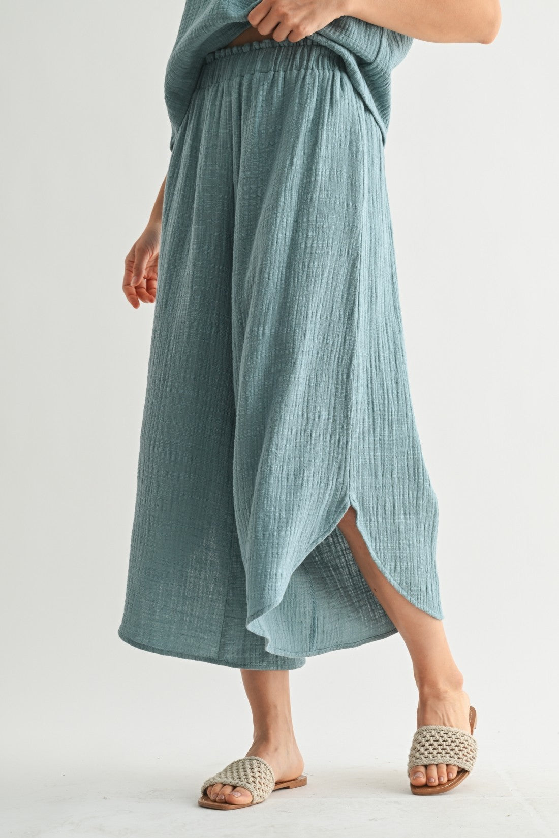 Gauze Curved Hem Pants