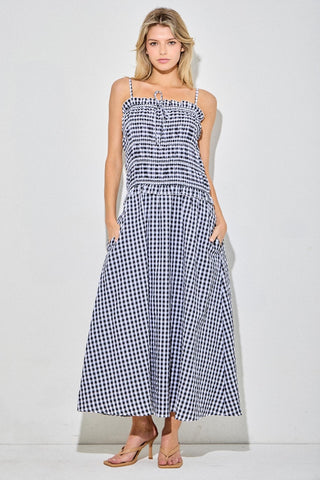 Gingham Maxi Dress in Black