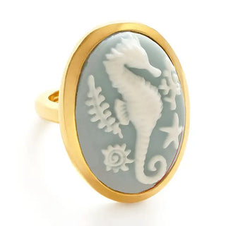 Seahorse Vintage Cameo Ring