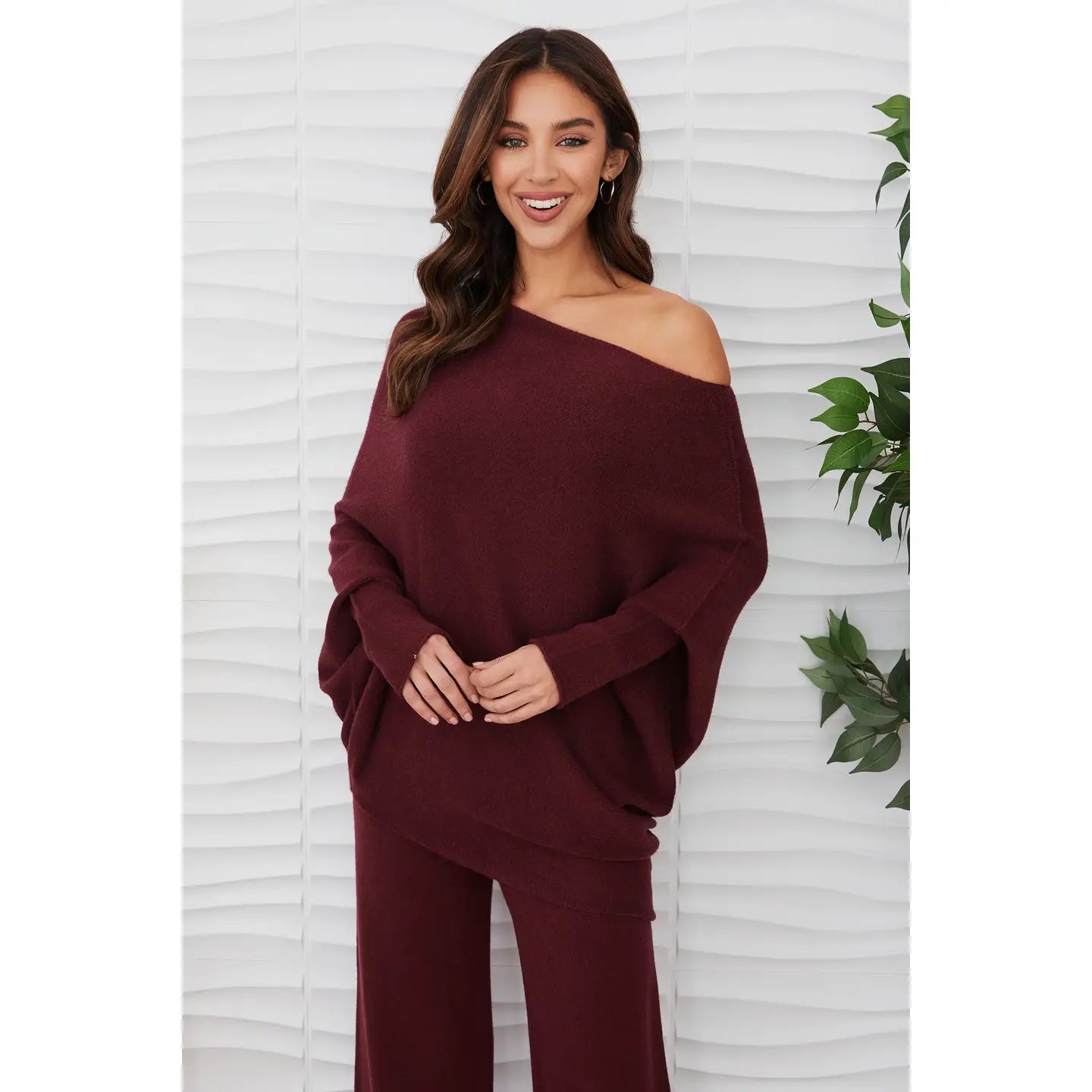 Italian Asymmetrical Sweater in Wine