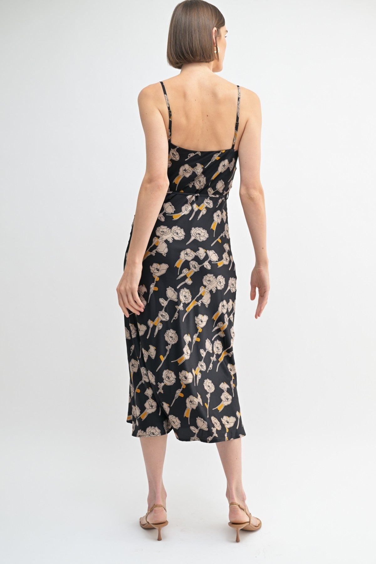 Flower Print Cowl Neck Dress