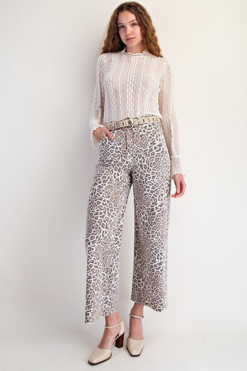 Animal Print Twill Pants