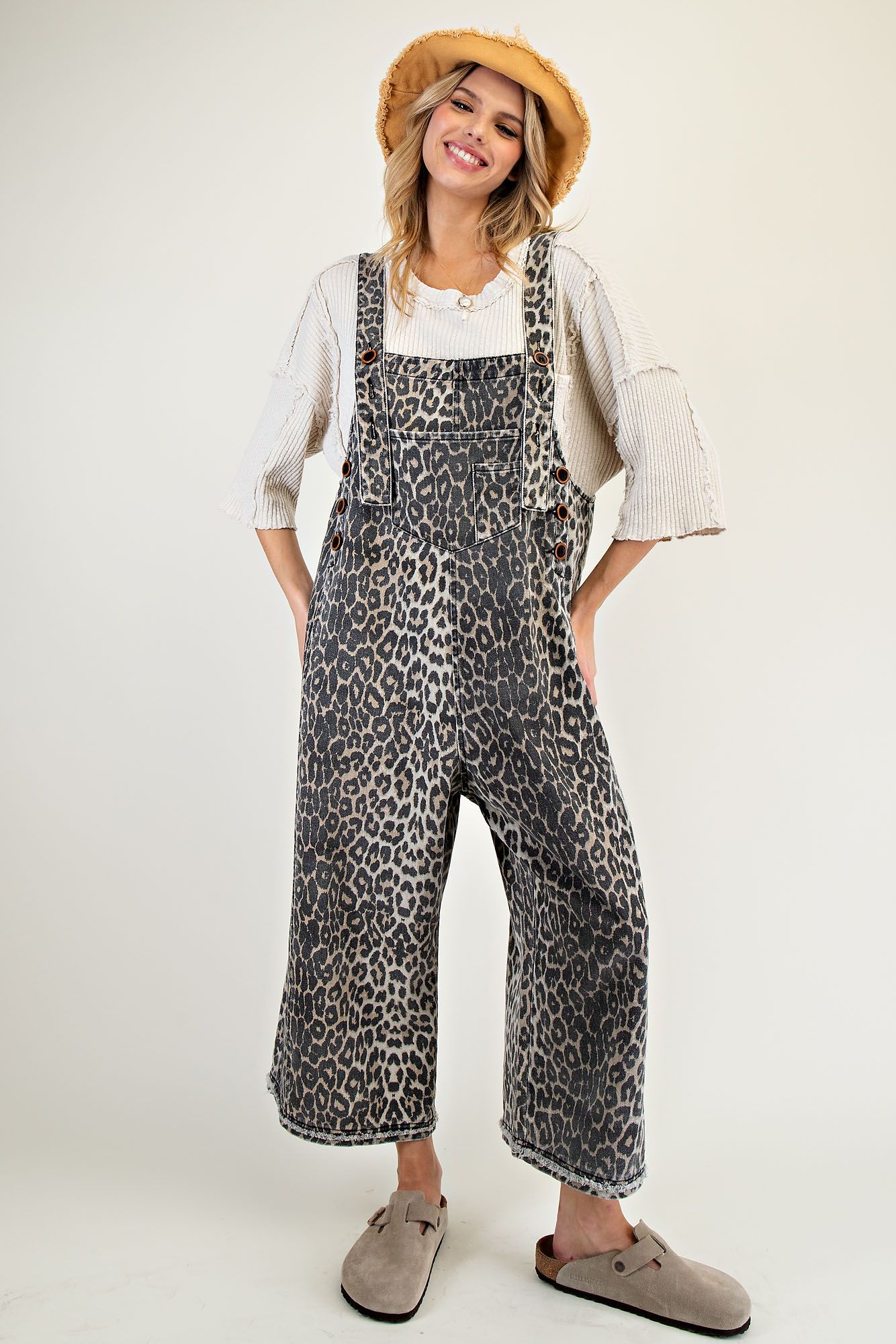 Animal Print Oversized Overalls