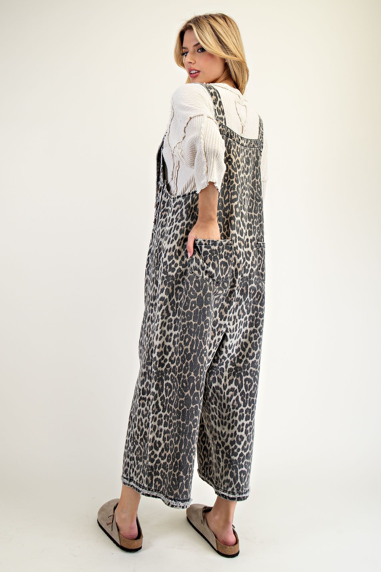 Animal Print Oversized Overalls