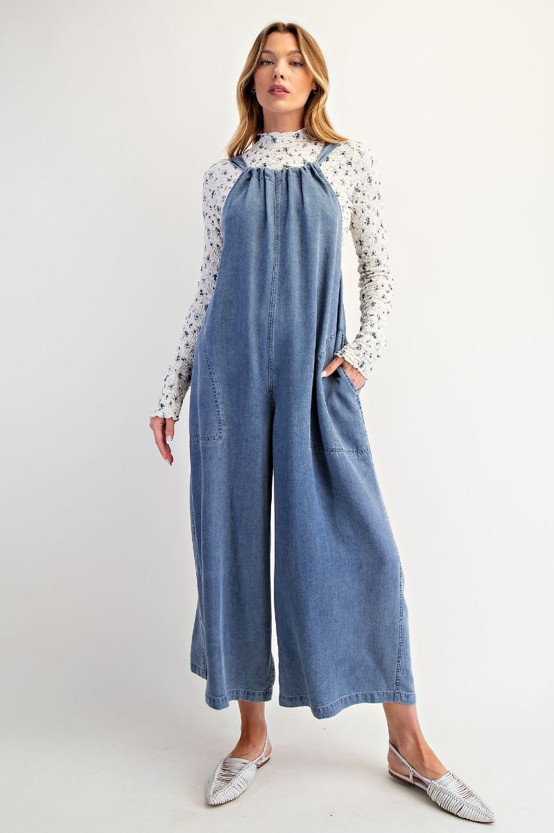 Washed Denim Overalls