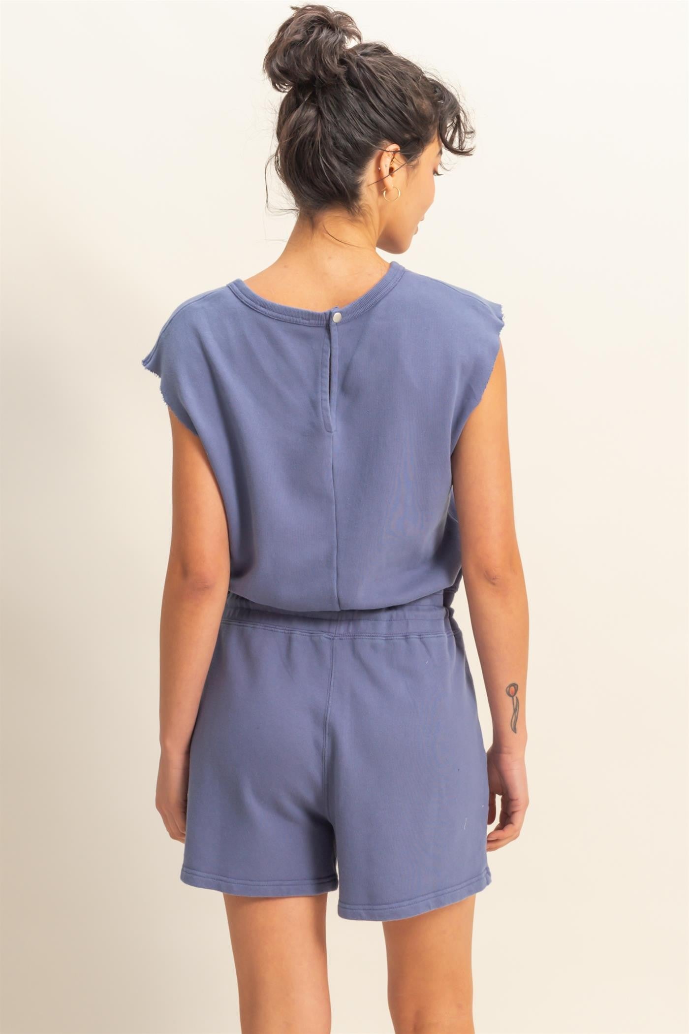 Sleeveless Drawstring Waist Romper