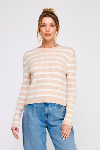 Stripe Cable Knit Sweater