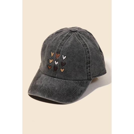 Hearts Denim Cap in Charcoal