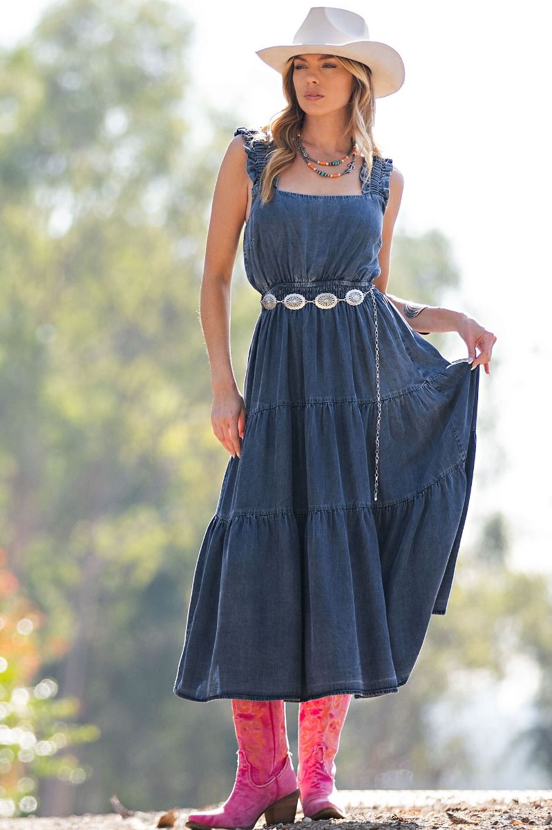 Washed Chambray Maxi Dress
