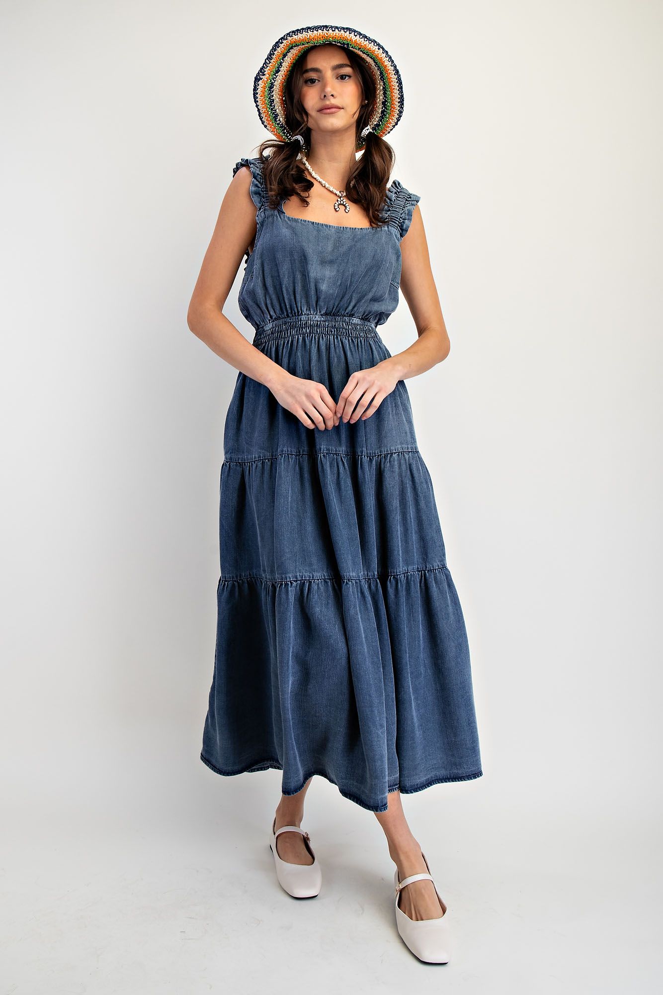 Washed Chambray Maxi Dress