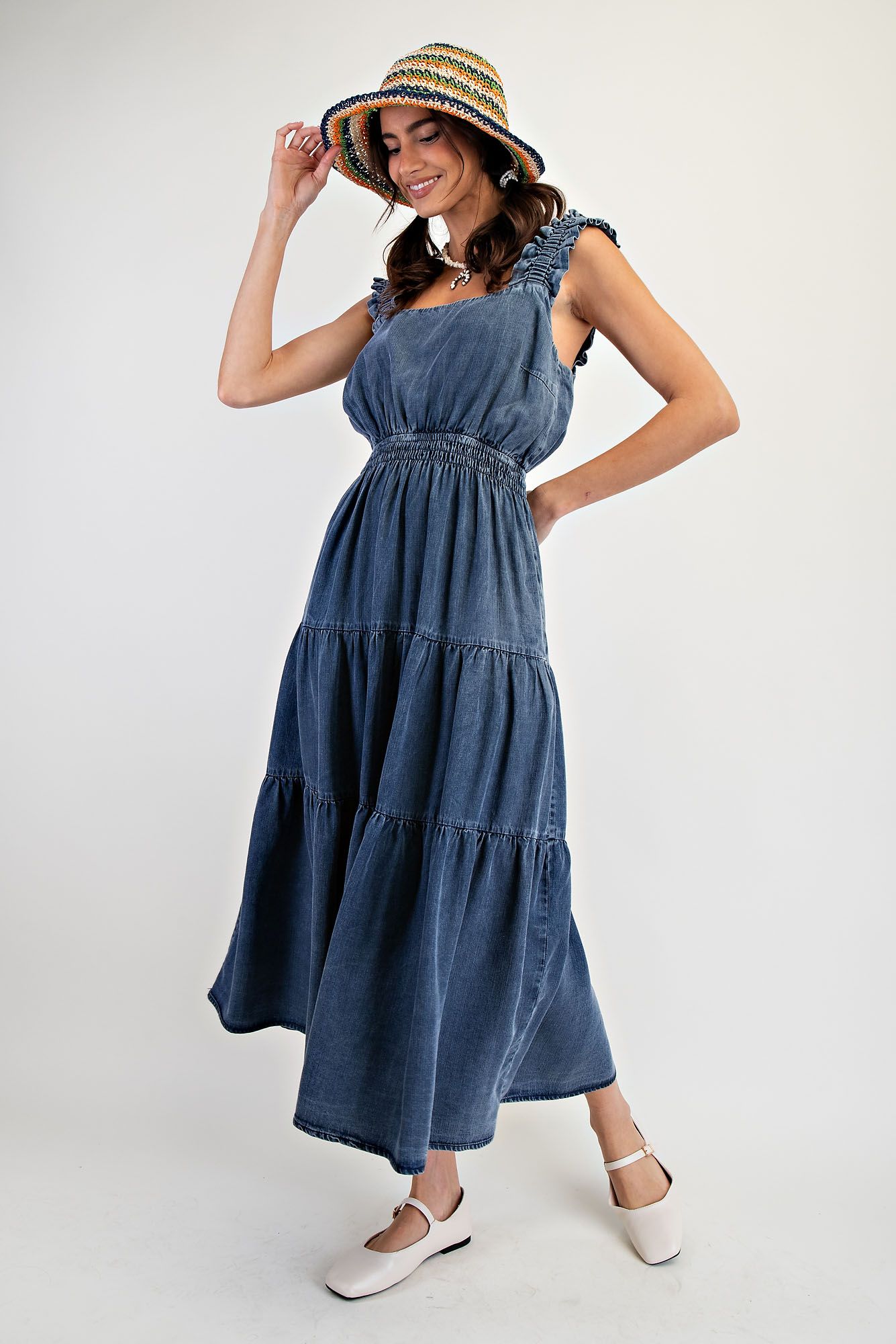 Washed Chambray Maxi Dress