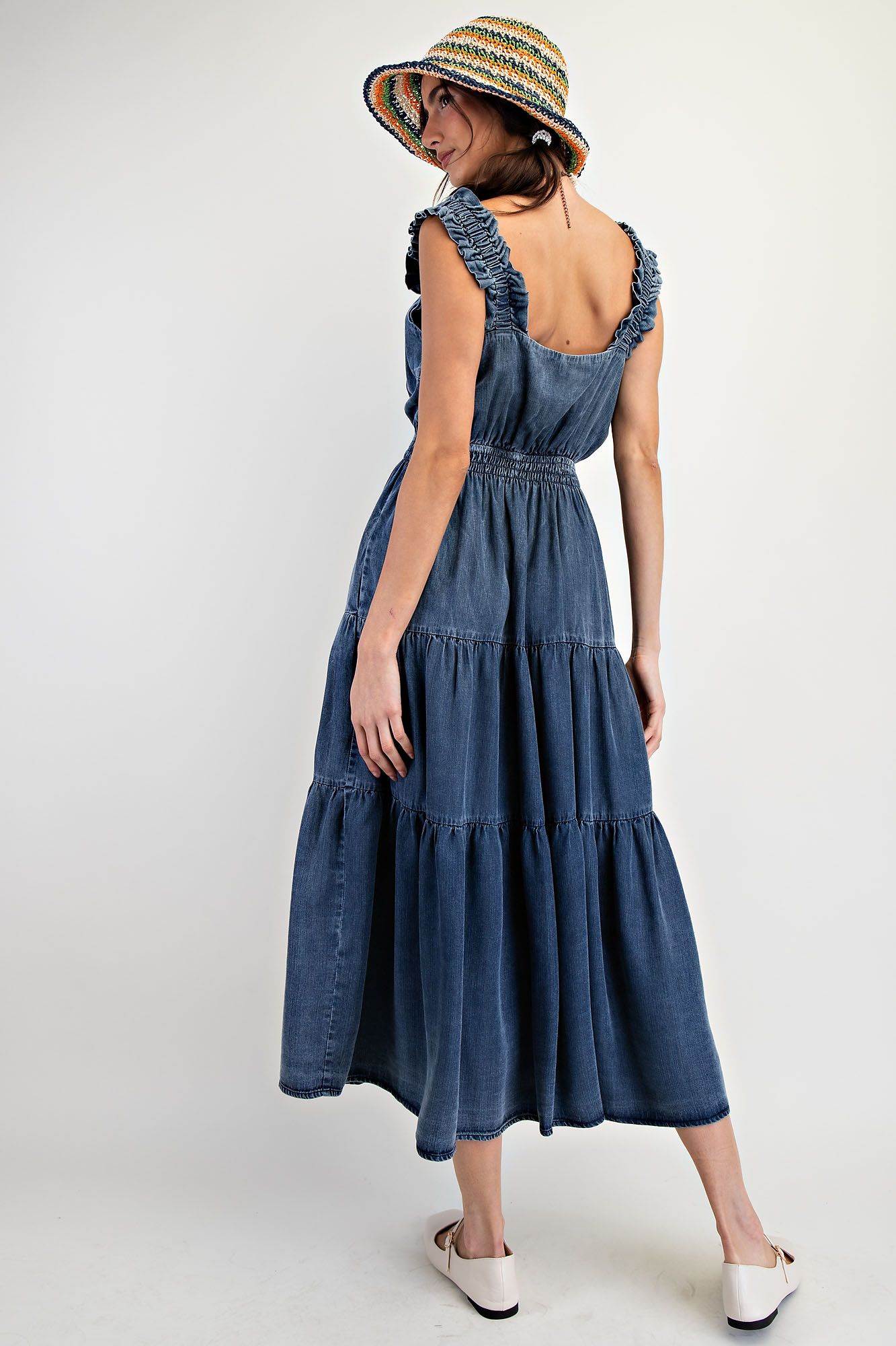 Washed Chambray Maxi Dress