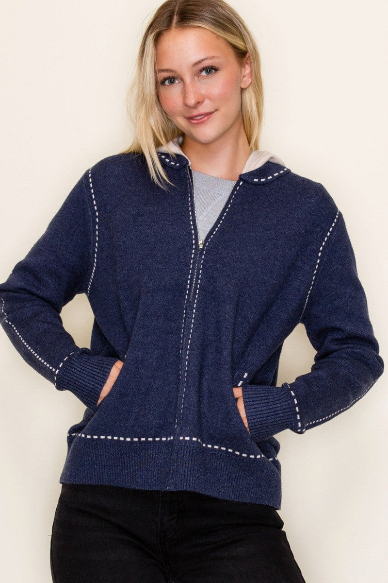 Stitch Accent Sweater Jacket