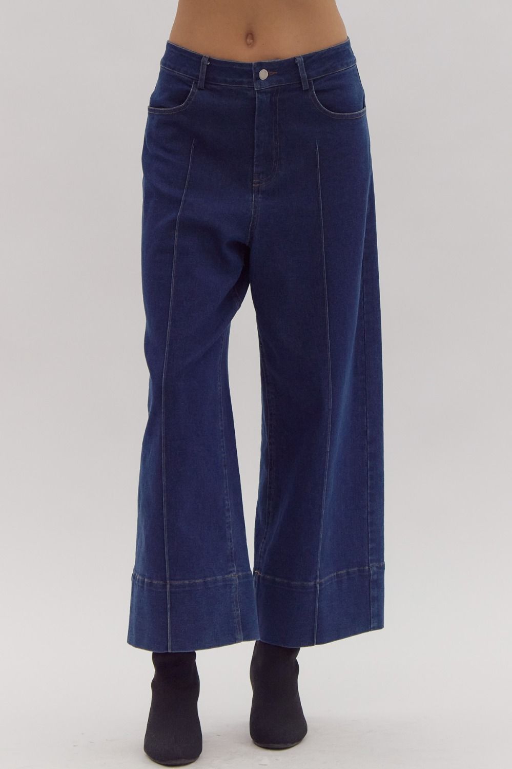 Wide Leg Cuff Jeans