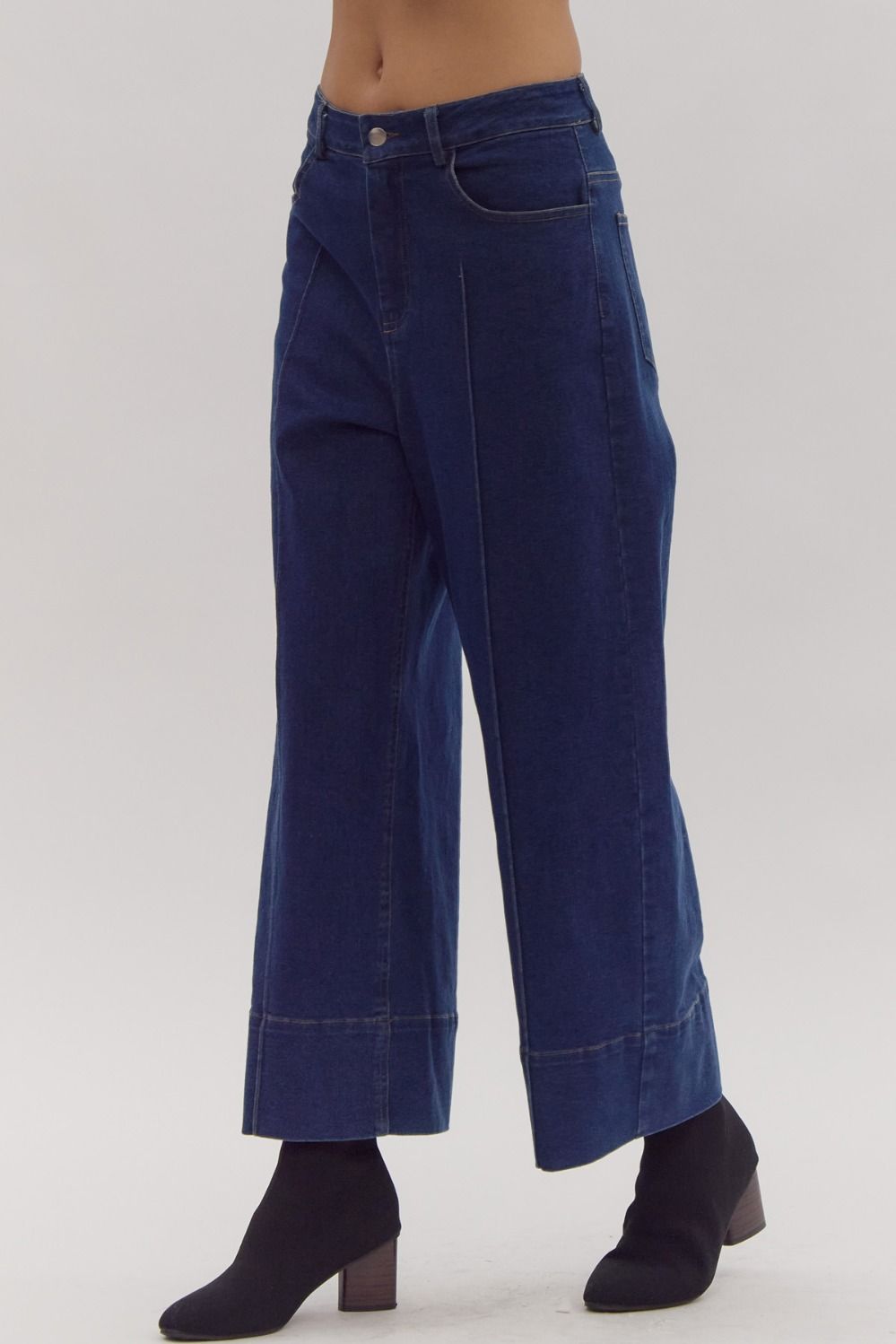 Wide Leg Cuff Jeans