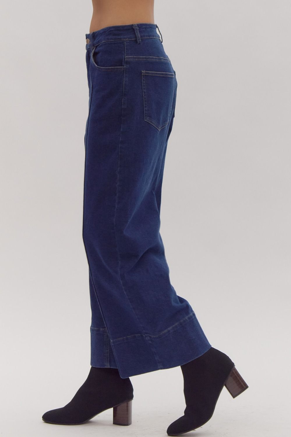 Wide Leg Cuff Jeans