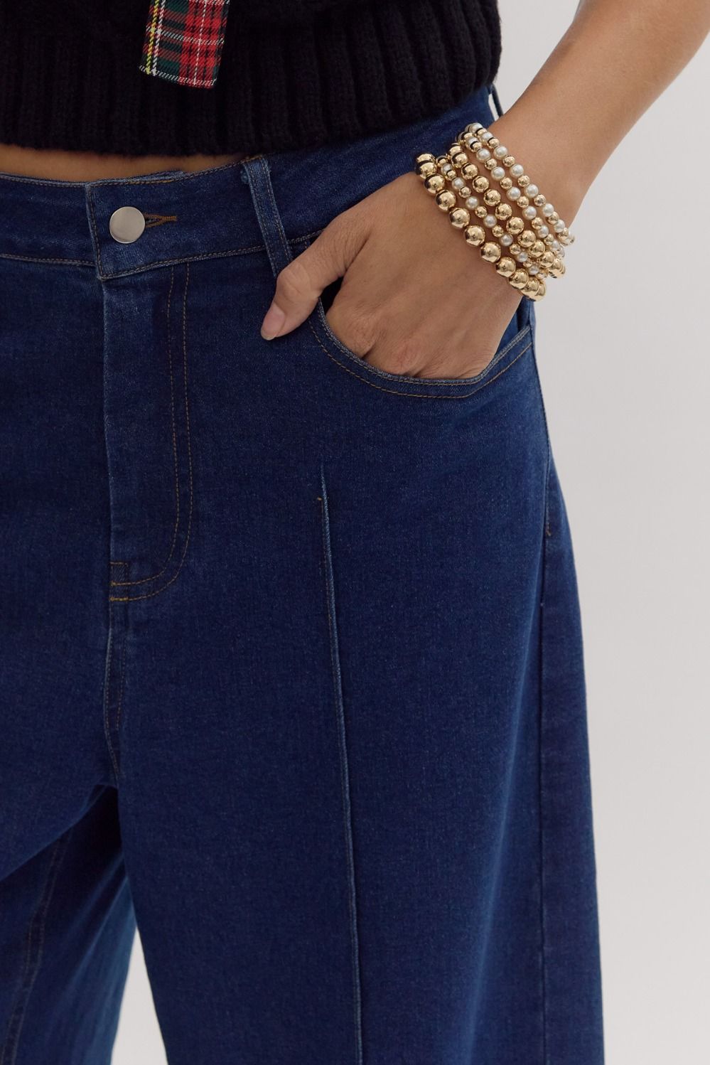 Wide Leg Cuff Jeans