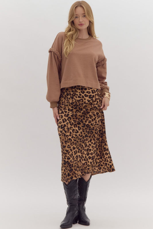 Leopard Print Midi Skirt