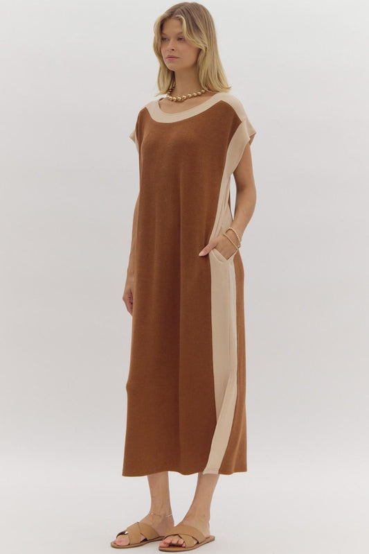 Round Neck Ribbed Maxi Dress