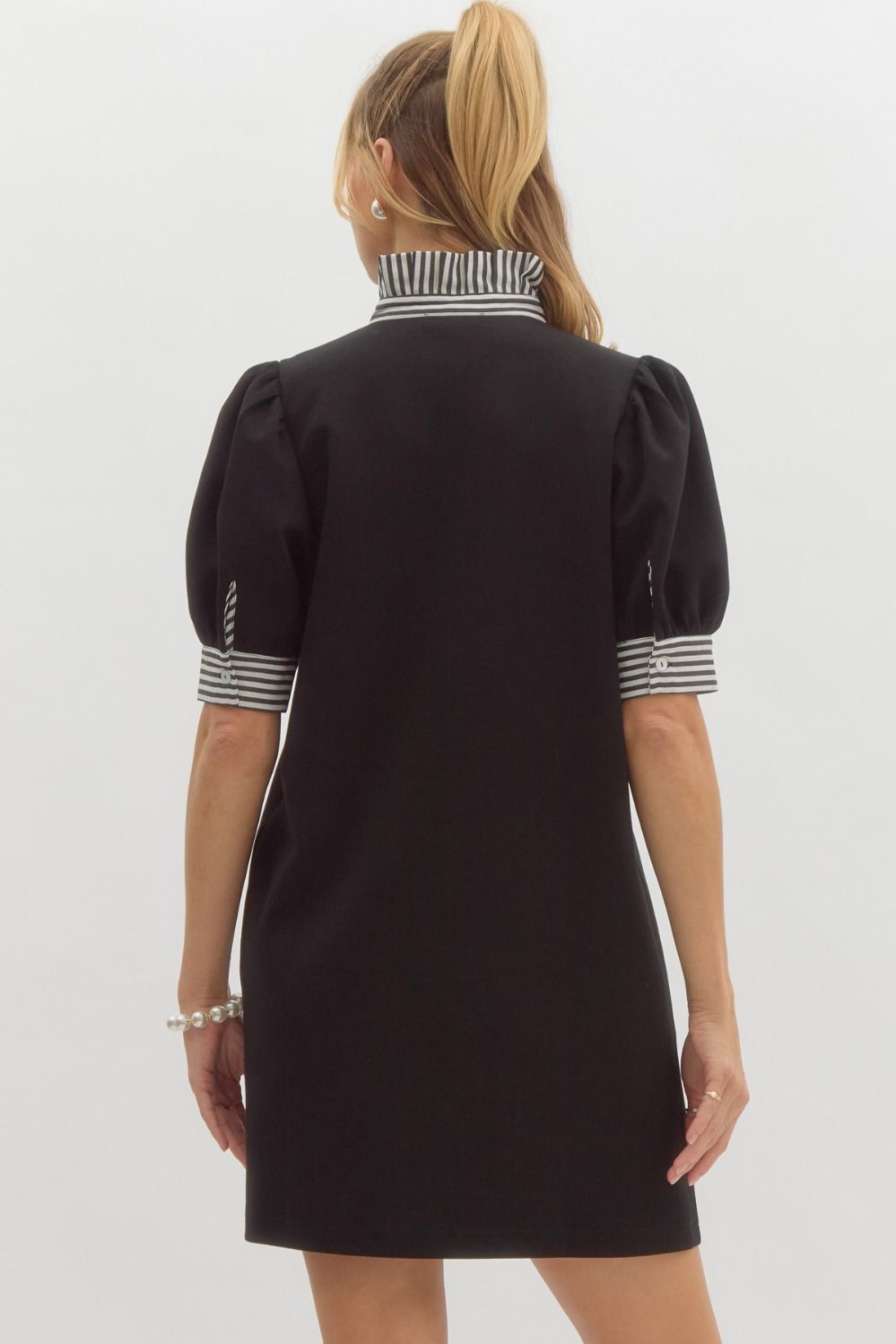 Pullover Polo Dress in Black