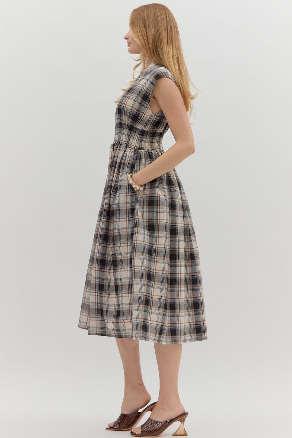 Plaid Smocked Waist Dress
