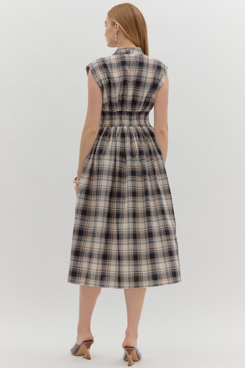 Plaid Smocked Waist Dress
