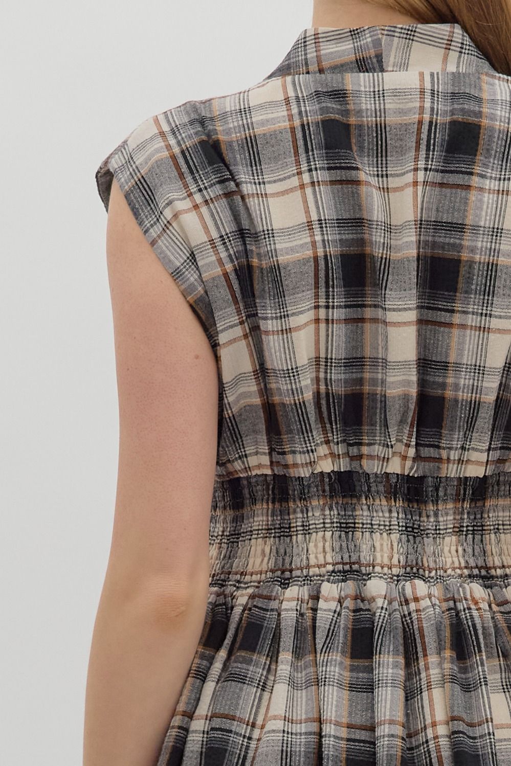 Plaid Smocked Waist Dress