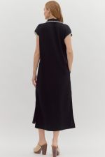 Jersey Maxi Dress with Collar in Black