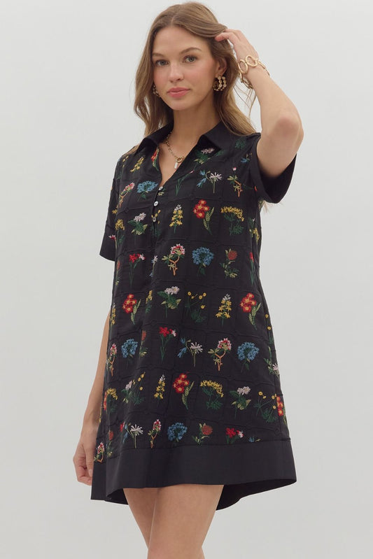 Garden Embroidery Mini Dress