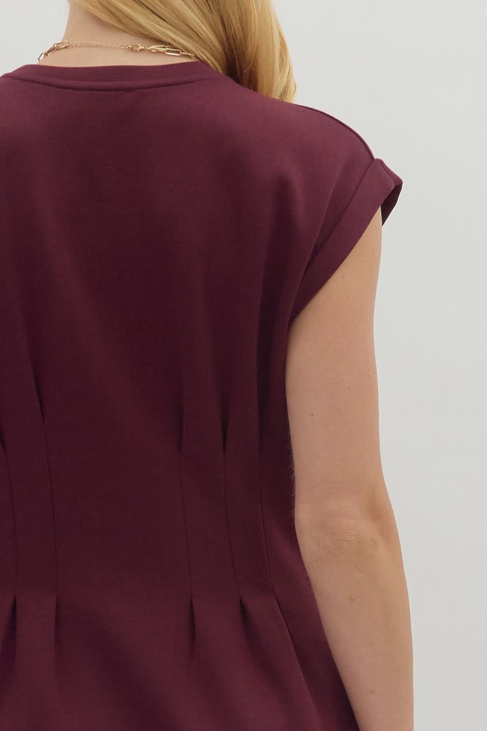 Solid Cap Sleeve Dress in Maroon