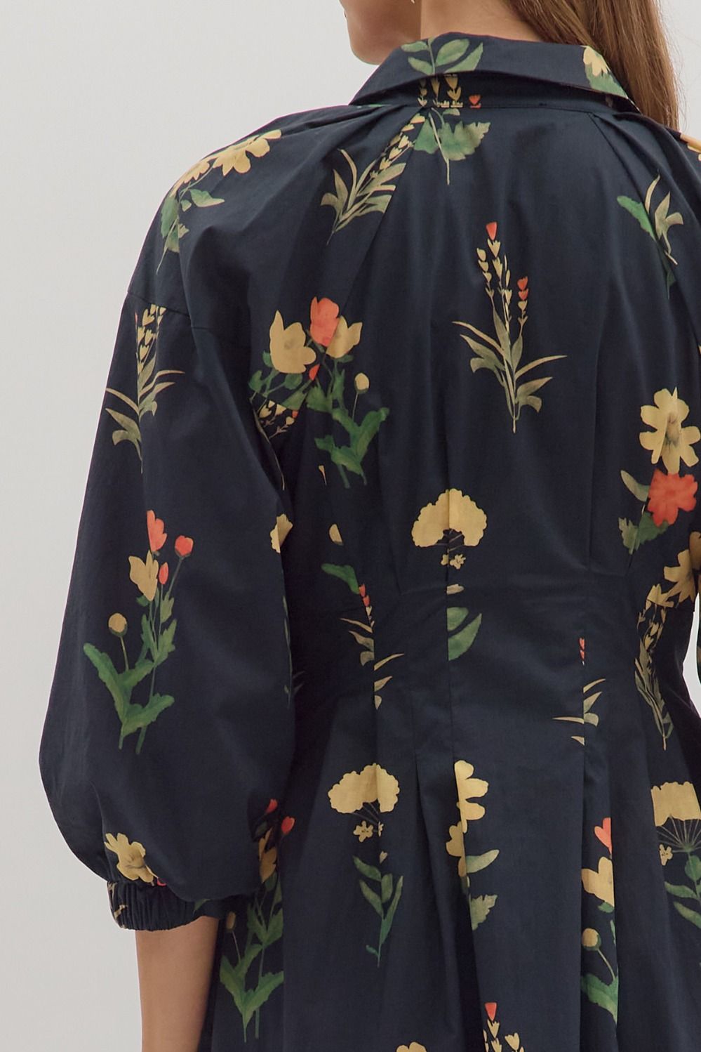 Floral Pleated Waist Dress