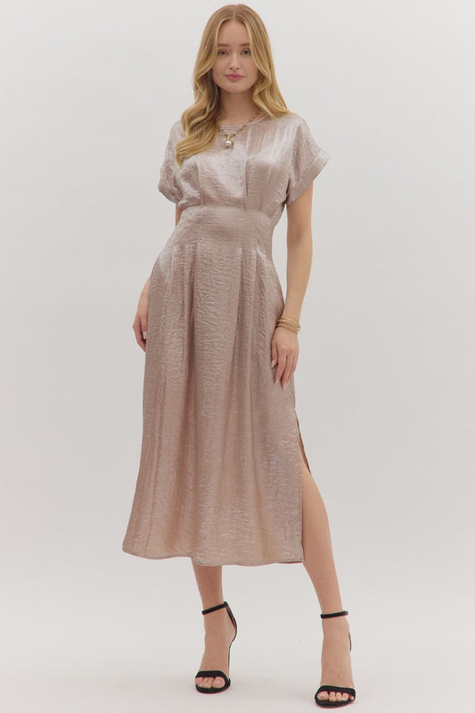 Sleek Midi Dress in Champagne