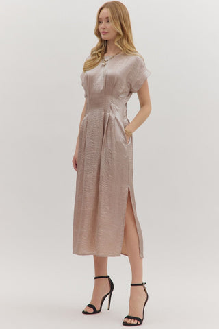 Sleek Midi Dress in Champagne