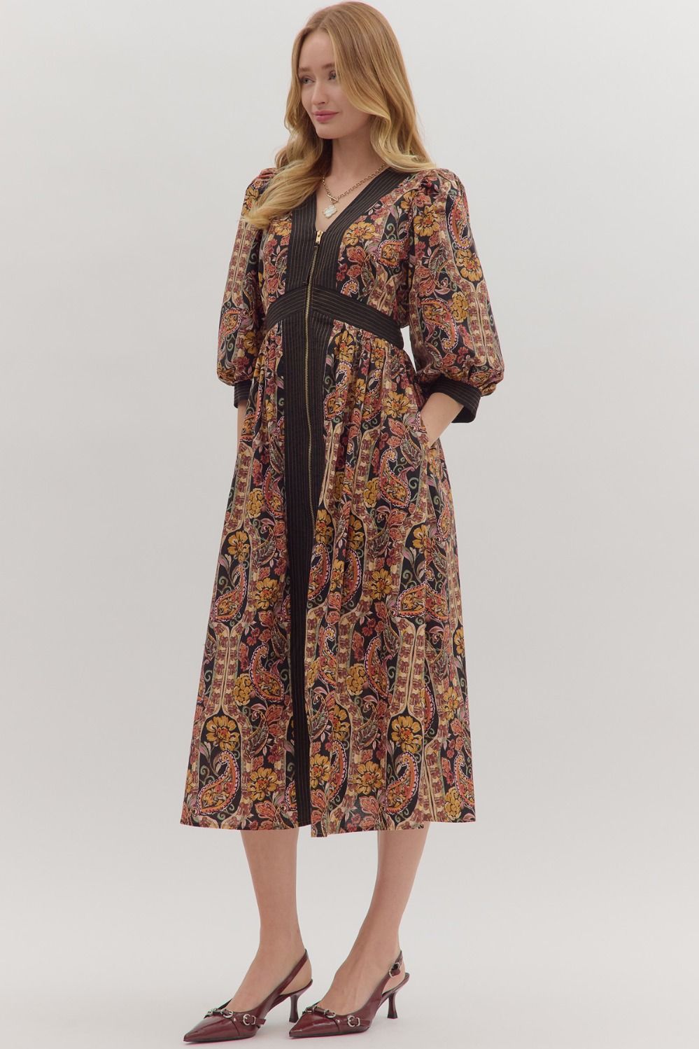 Paisley Print Midi Dress
