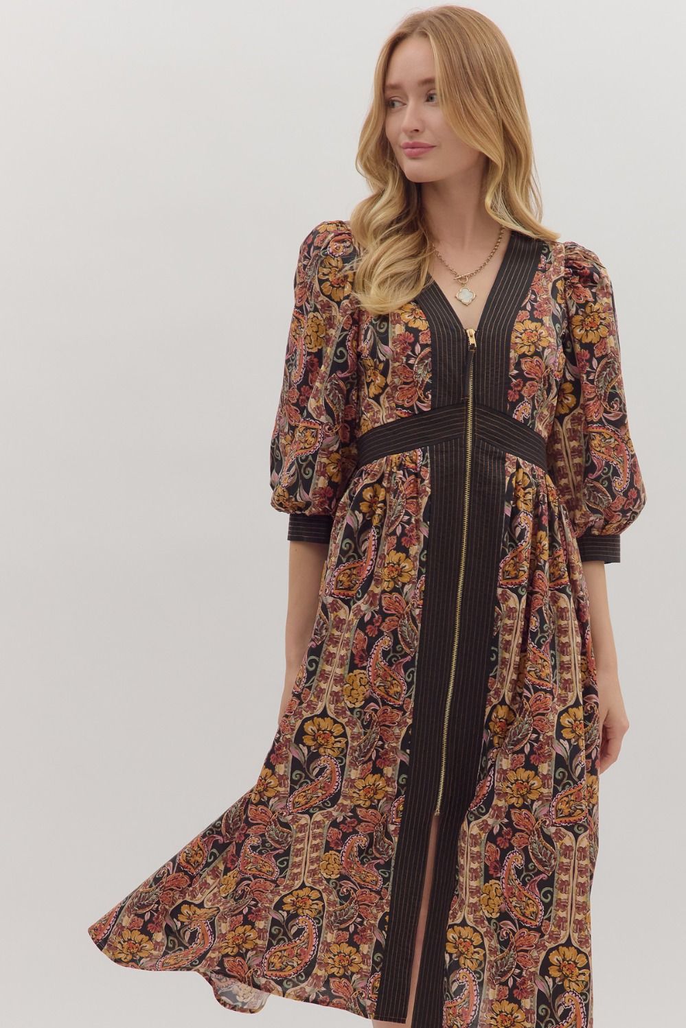 Paisley Print Midi Dress